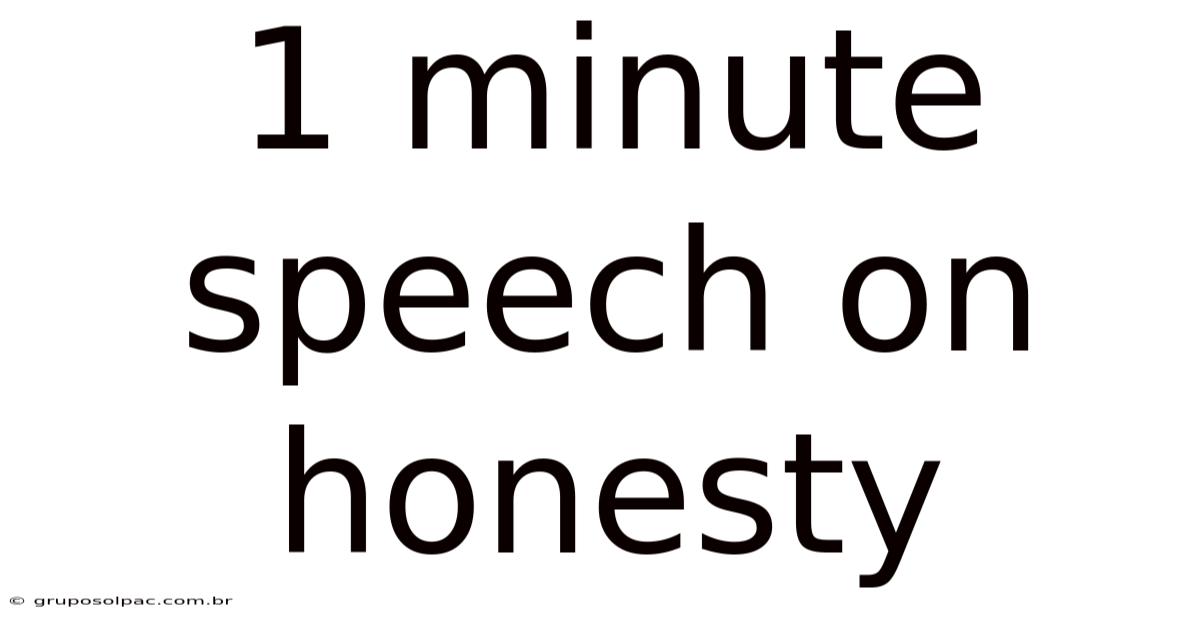 1 Minute Speech On Honesty