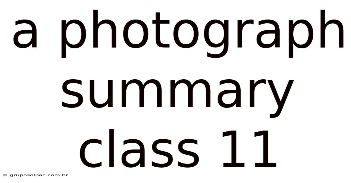 A Photograph Summary Class 11