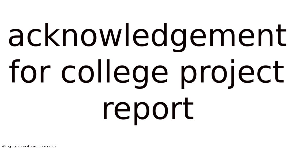 Acknowledgement For College Project Report