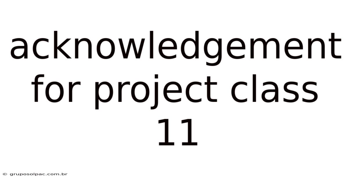 Acknowledgement For Project Class 11