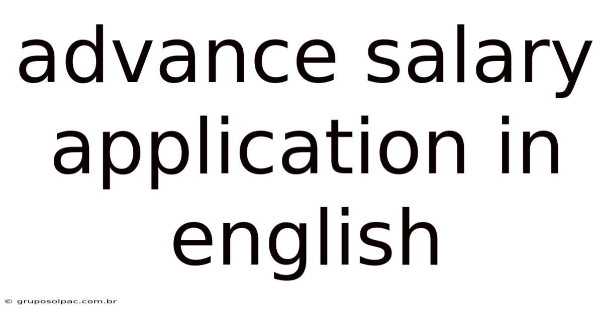 Advance Salary Application In English