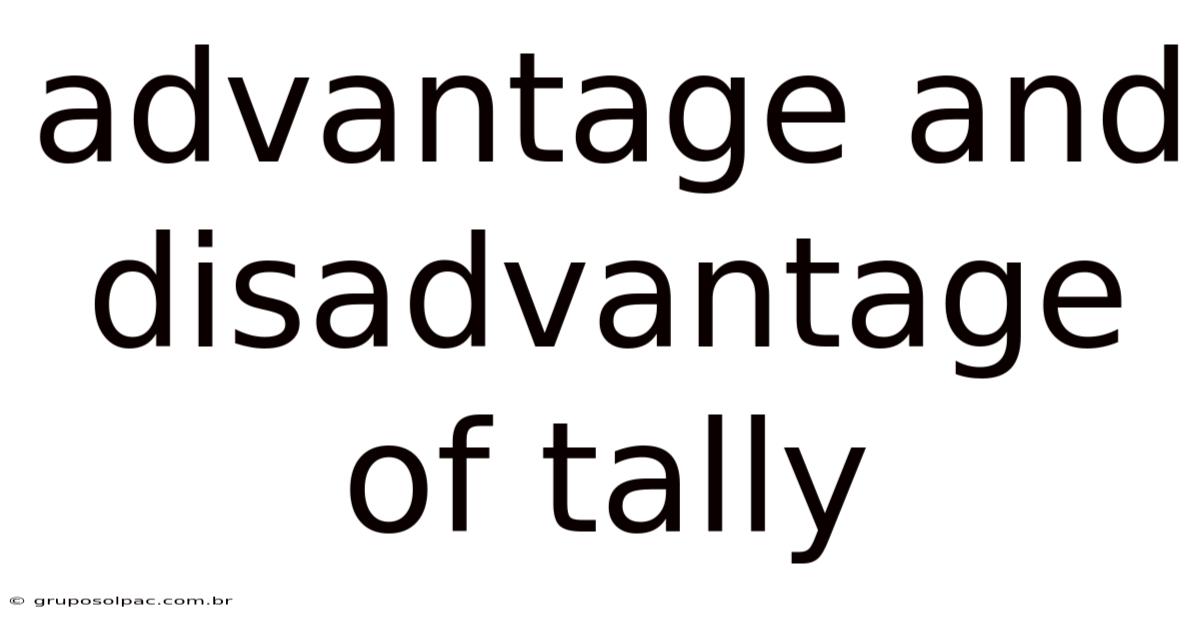 Advantage And Disadvantage Of Tally