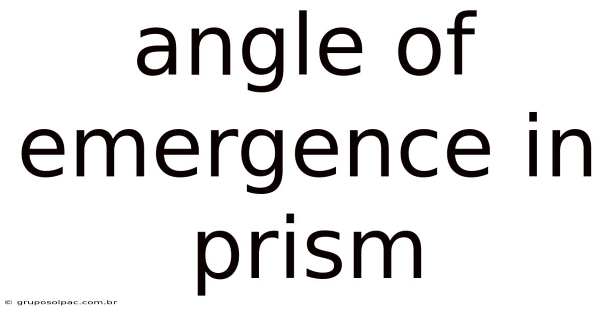Angle Of Emergence In Prism