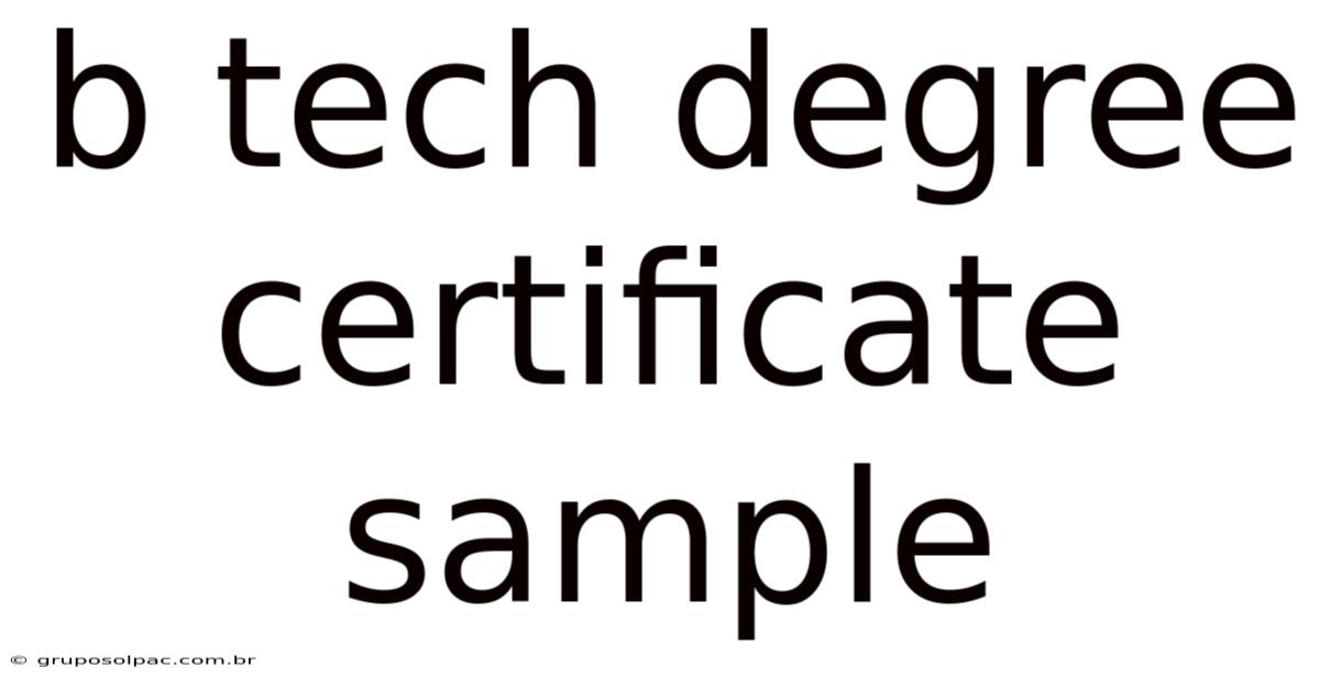 B Tech Degree Certificate Sample
