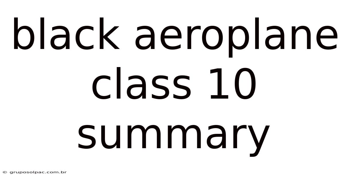 Black Aeroplane Class 10 Summary