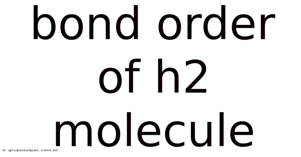 Bond Order Of H2 Molecule