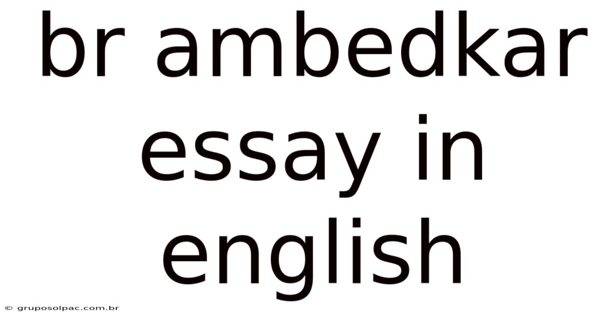 Br Ambedkar Essay In English