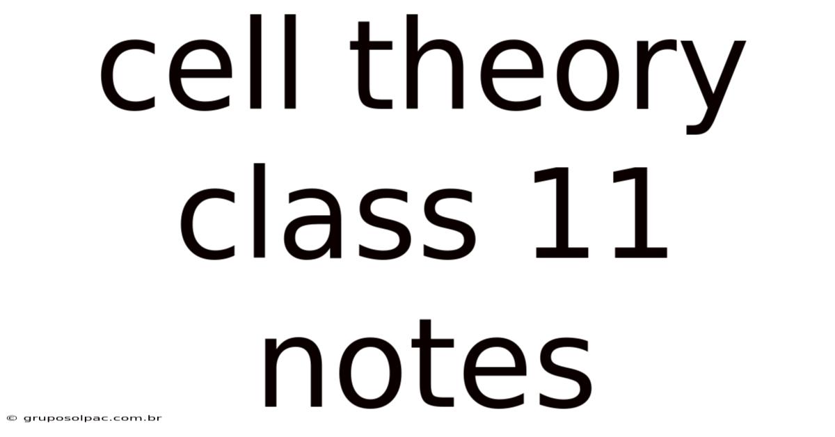 Cell Theory Class 11 Notes