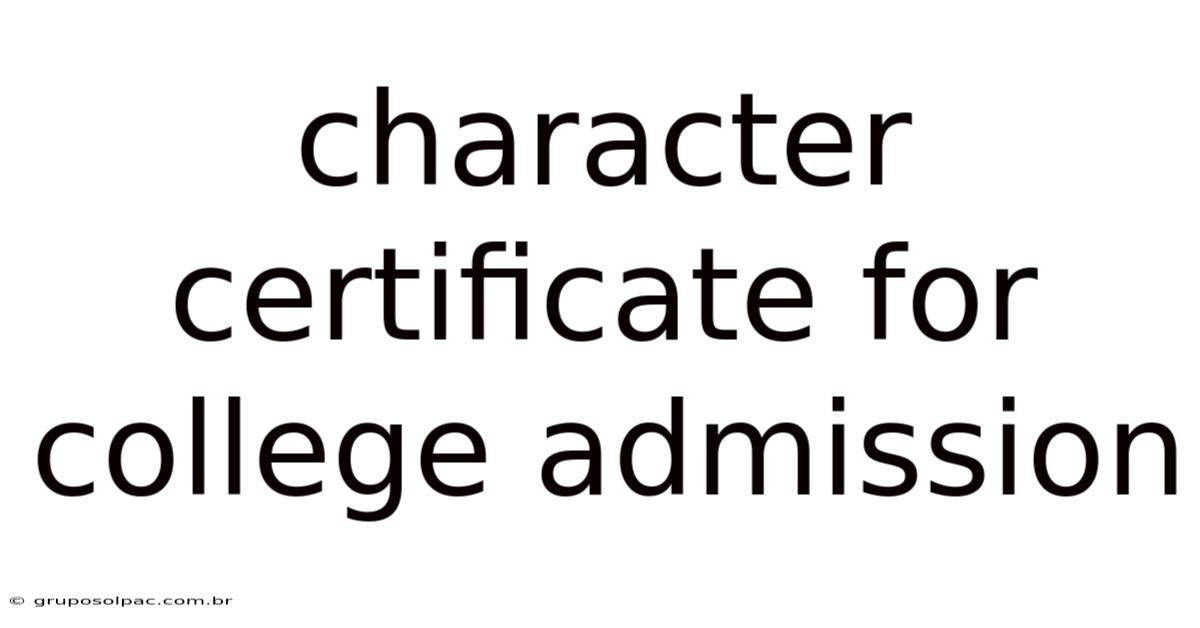 Character Certificate For College Admission