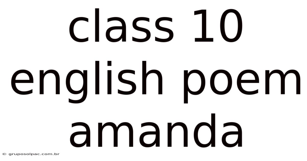 Class 10 English Poem Amanda