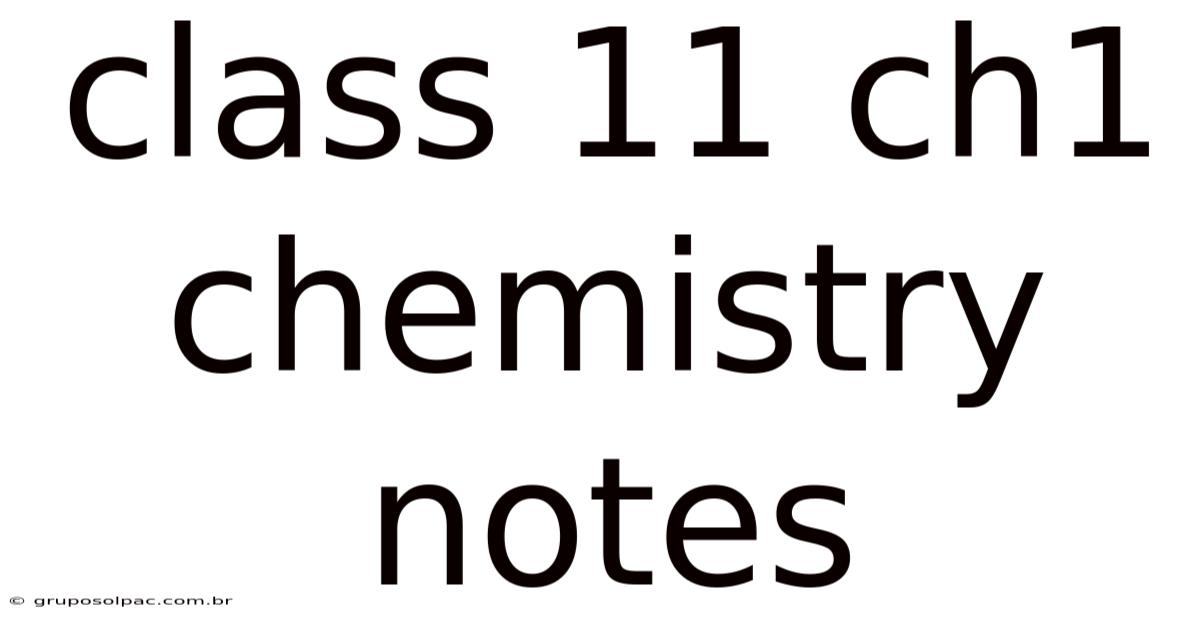 Class 11 Ch1 Chemistry Notes