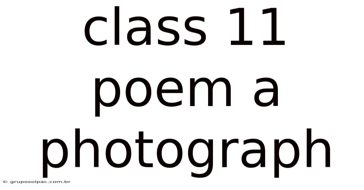 Class 11 Poem A Photograph
