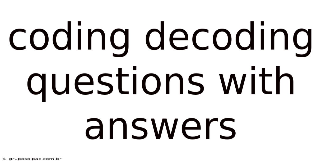 Coding Decoding Questions With Answers