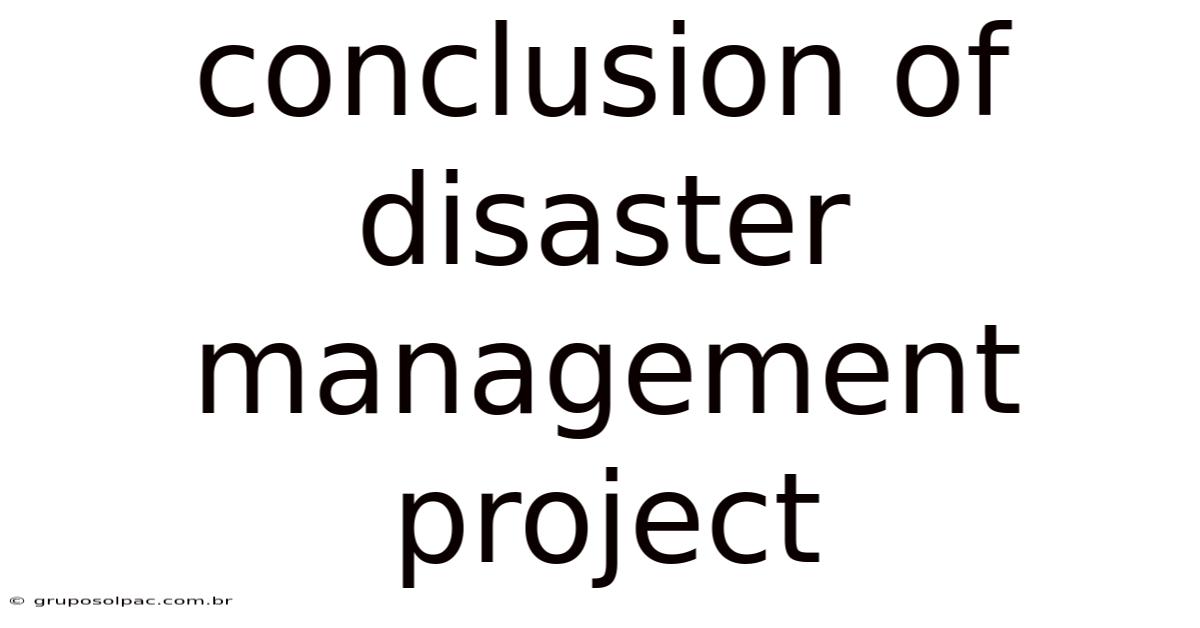 Conclusion Of Disaster Management Project