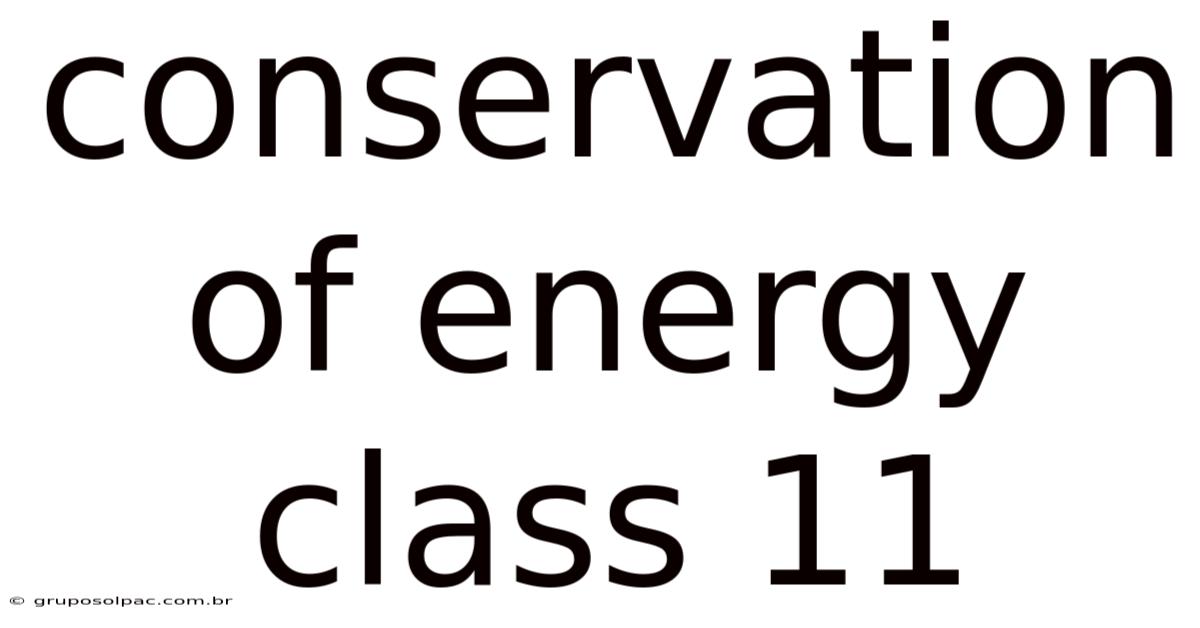 Conservation Of Energy Class 11