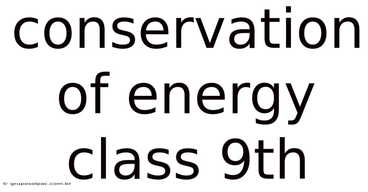 Conservation Of Energy Class 9th