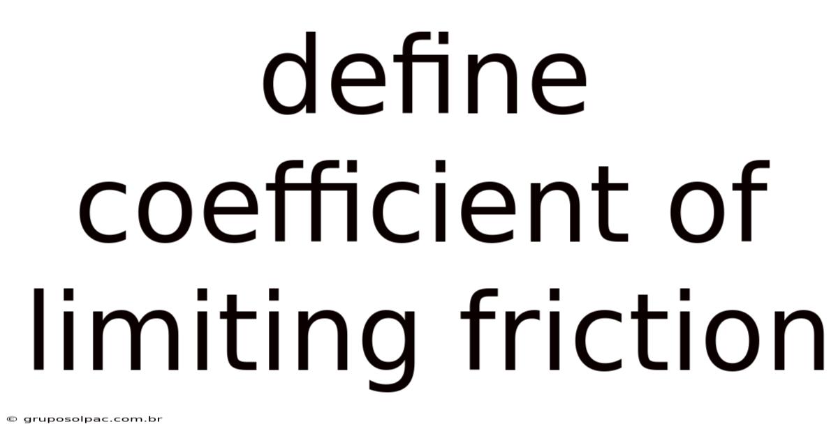 Define Coefficient Of Limiting Friction