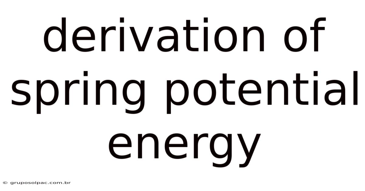 Derivation Of Spring Potential Energy