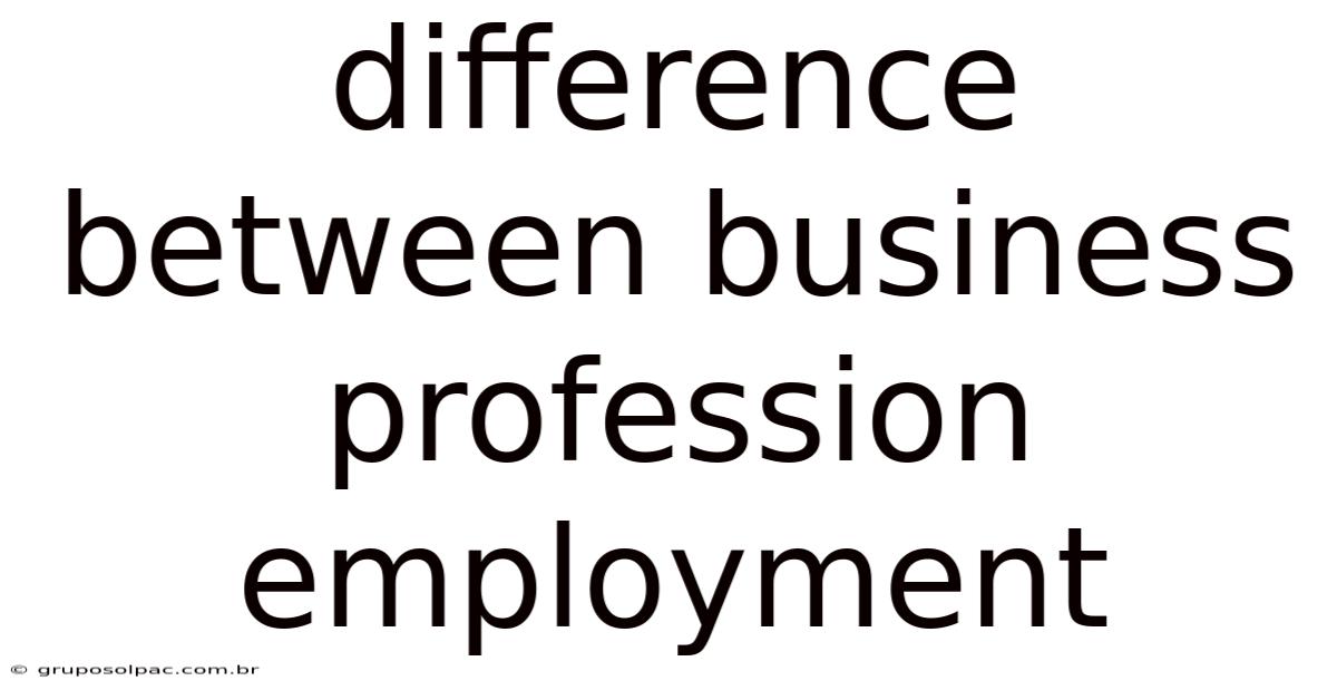 Difference Between Business Profession Employment