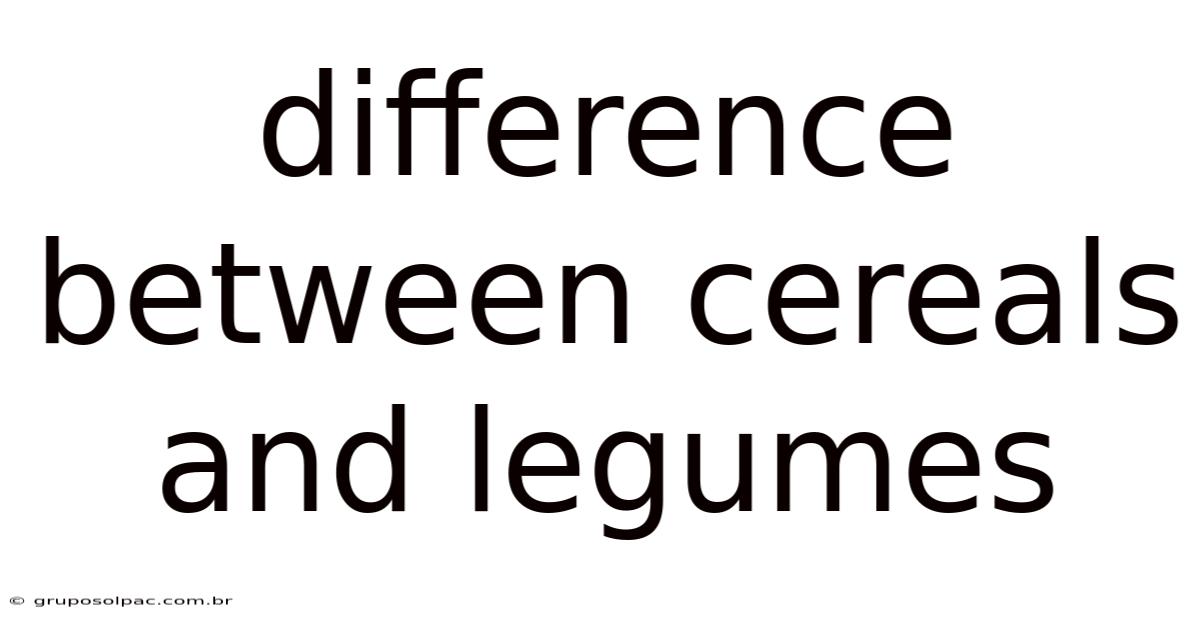 Difference Between Cereals And Legumes