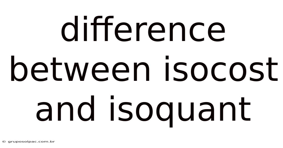 Difference Between Isocost And Isoquant
