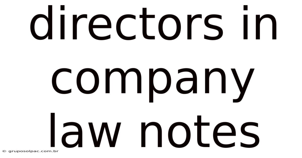 Directors In Company Law Notes