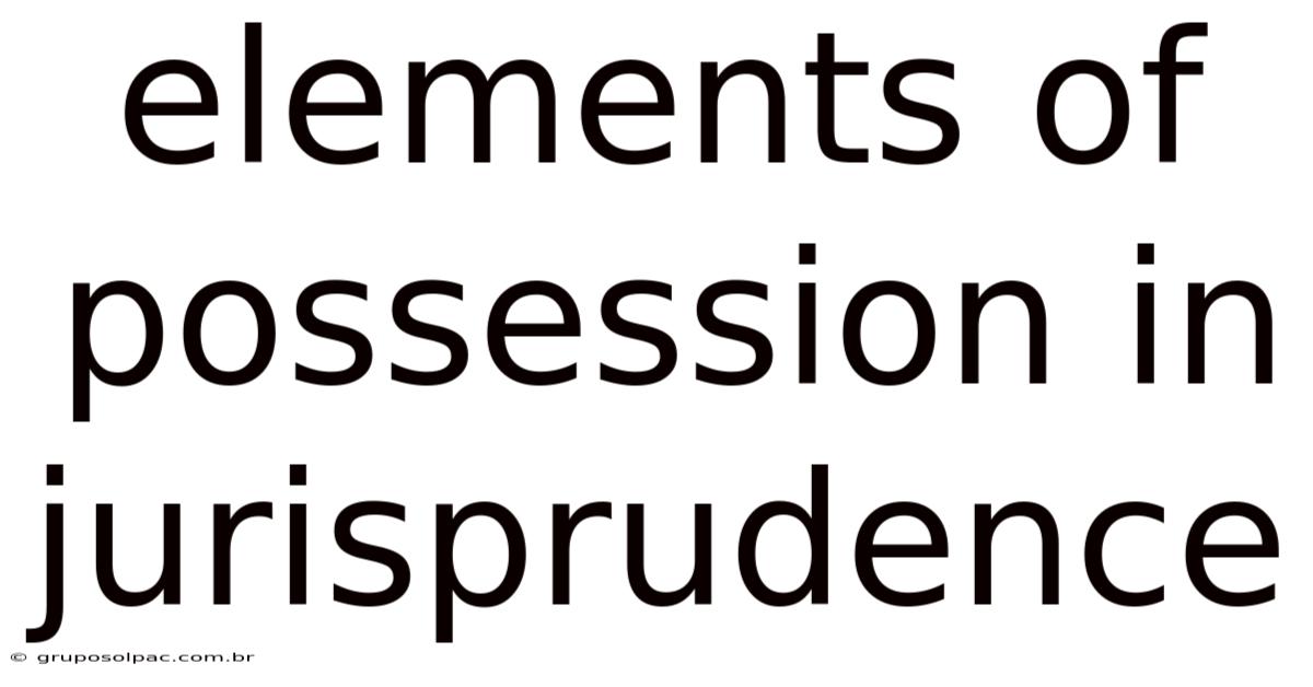 Elements Of Possession In Jurisprudence