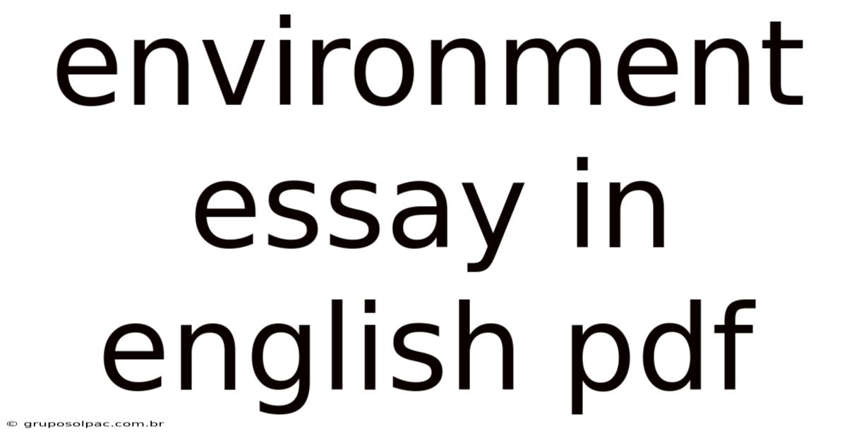 Environment Essay In English Pdf