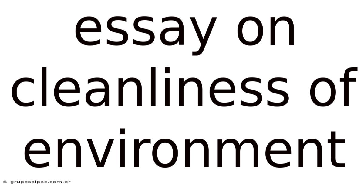 Essay On Cleanliness Of Environment