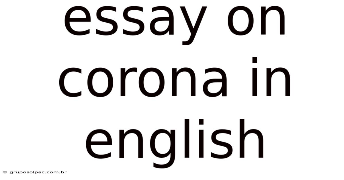 Essay On Corona In English