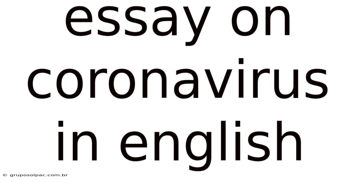 Essay On Coronavirus In English