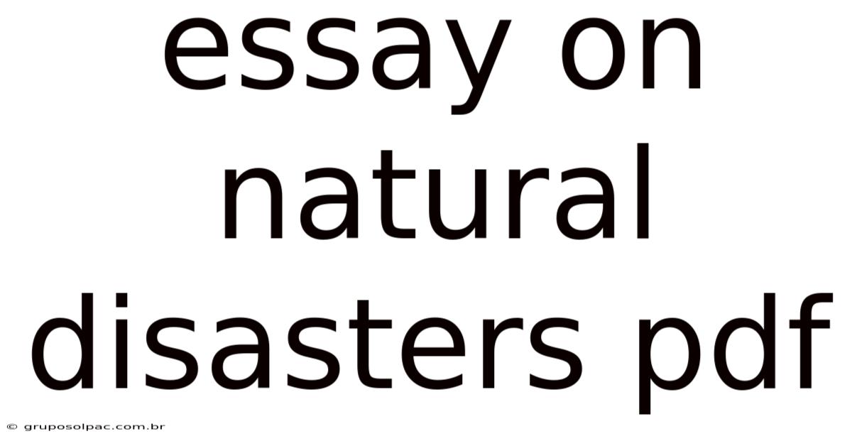 Essay On Natural Disasters Pdf