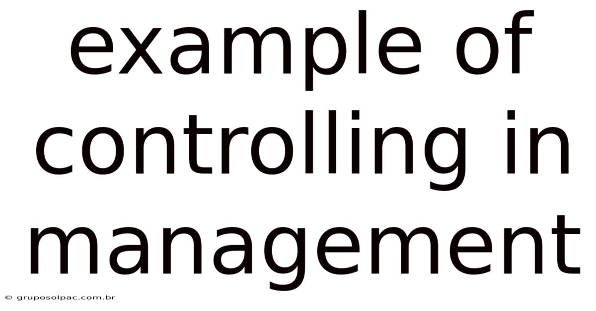 Example Of Controlling In Management