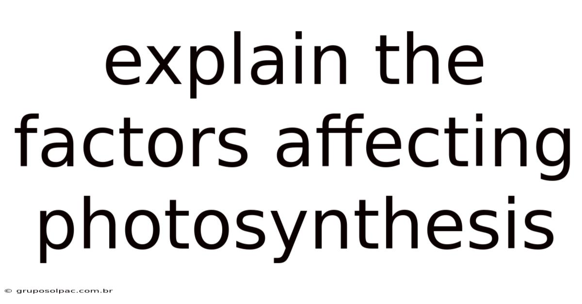 Explain The Factors Affecting Photosynthesis