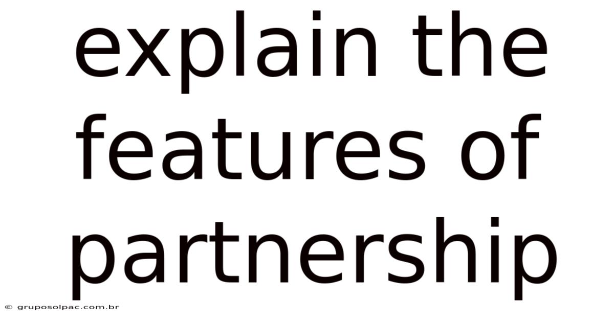 Explain The Features Of Partnership