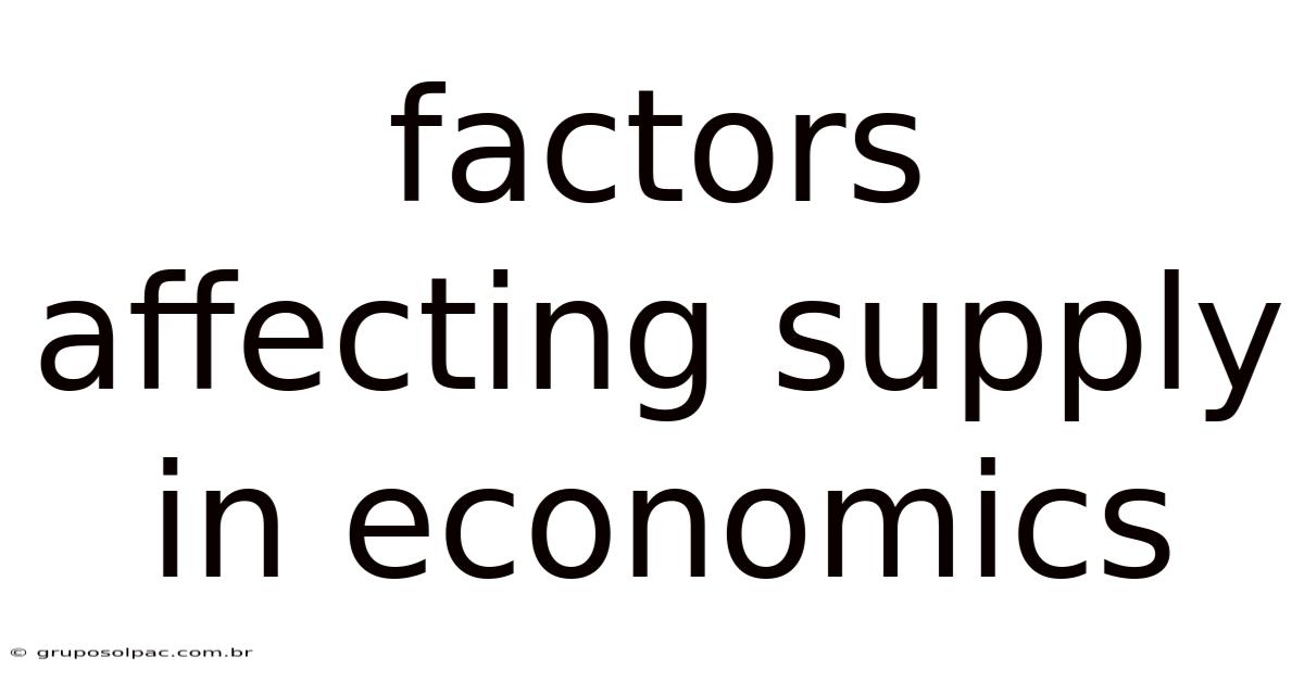 Factors Affecting Supply In Economics