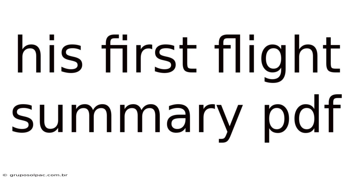 His First Flight Summary Pdf