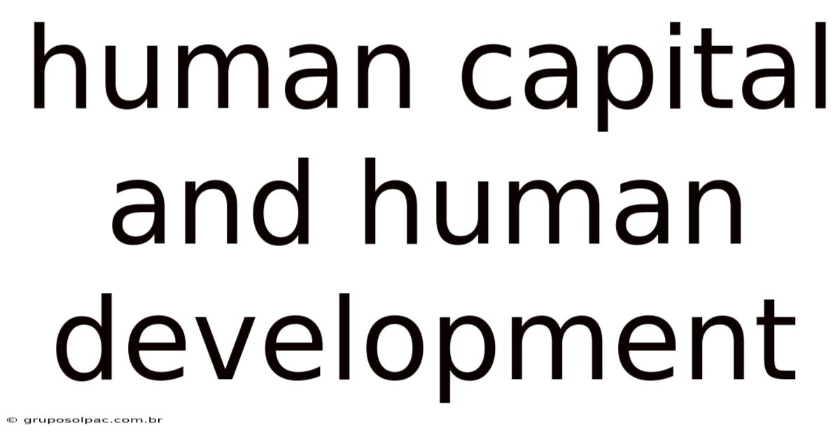 Human Capital And Human Development