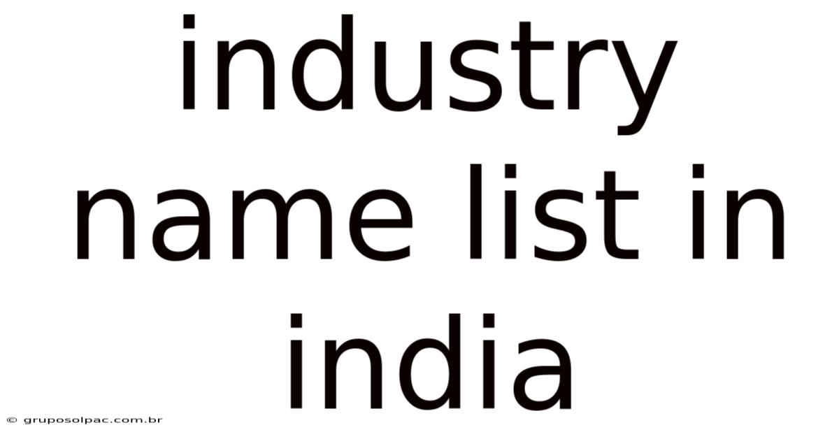 Industry Name List In India