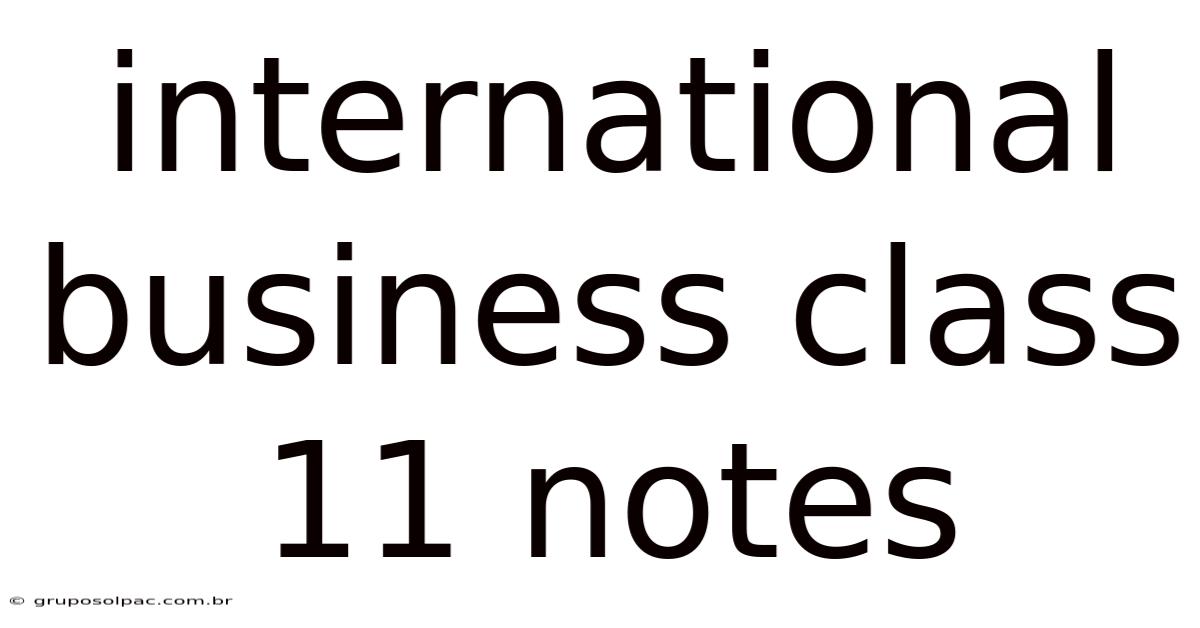 International Business Class 11 Notes