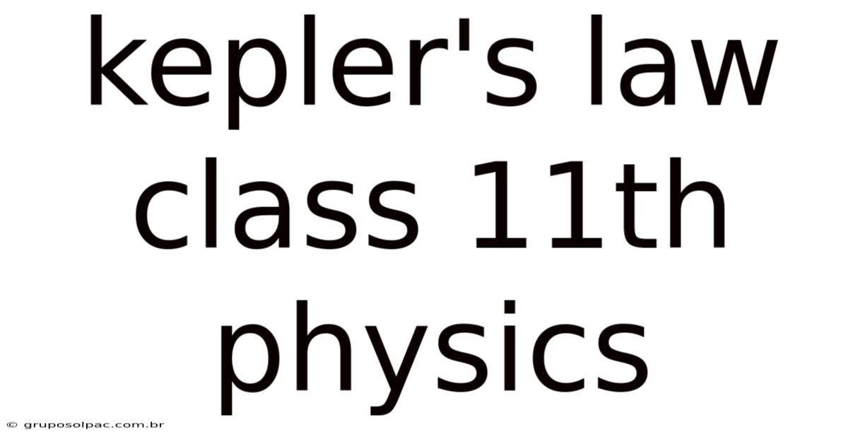Kepler's Law Class 11th Physics