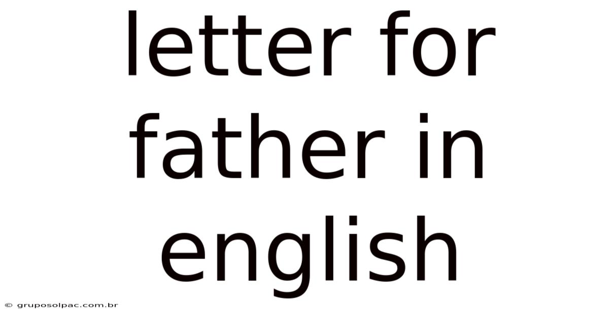 Letter For Father In English