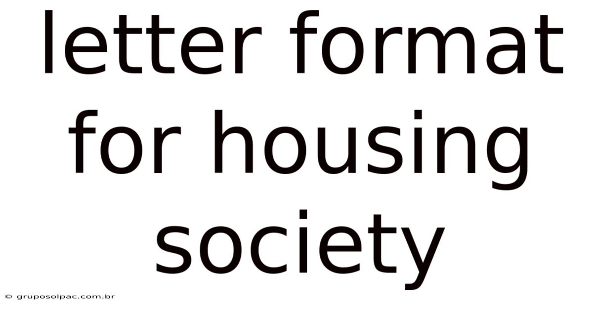 Letter Format For Housing Society
