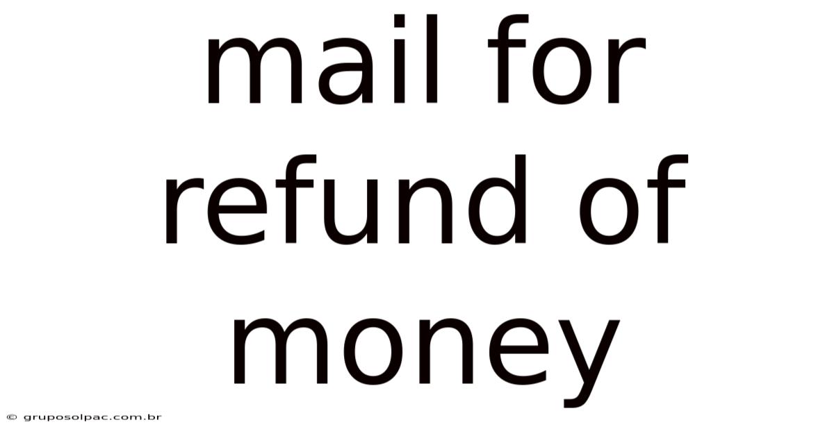 Mail For Refund Of Money