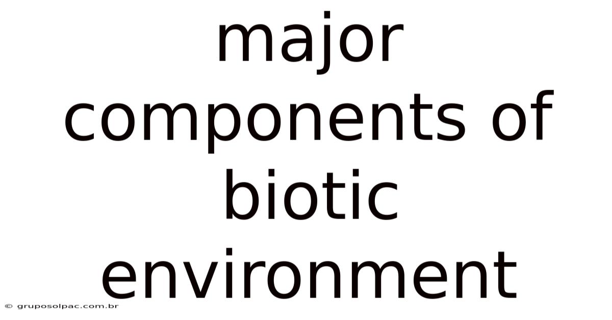Major Components Of Biotic Environment