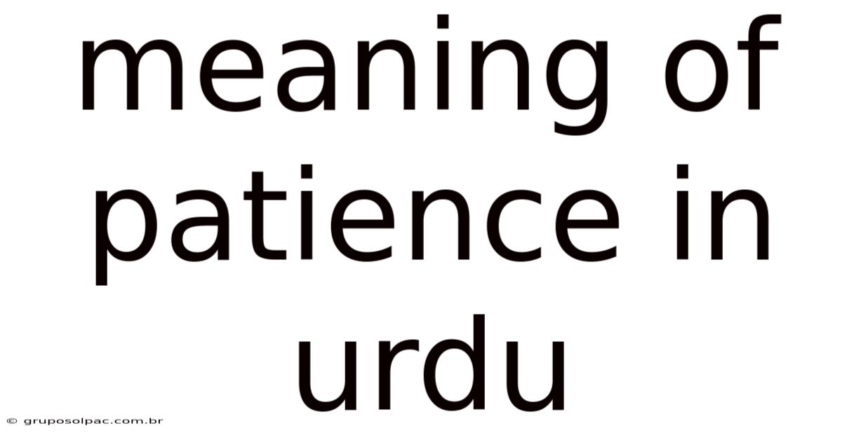 Meaning Of Patience In Urdu