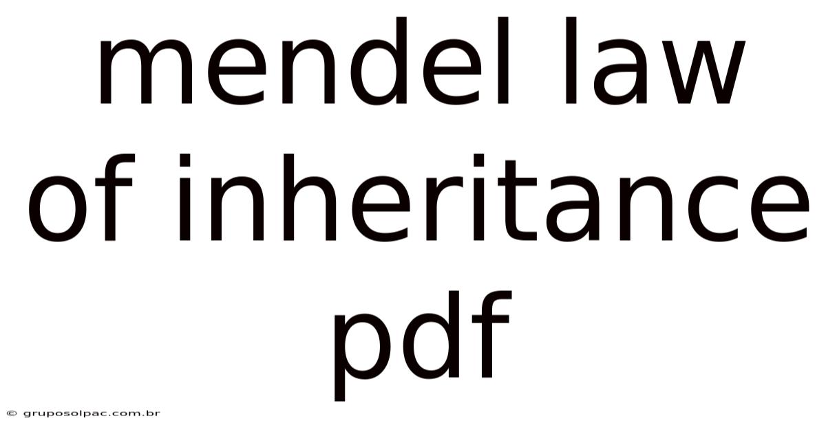 Mendel Law Of Inheritance Pdf