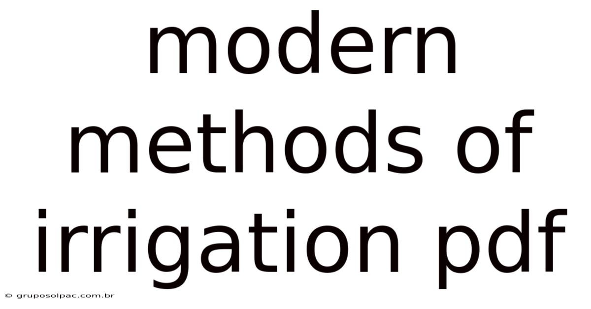 Modern Methods Of Irrigation Pdf