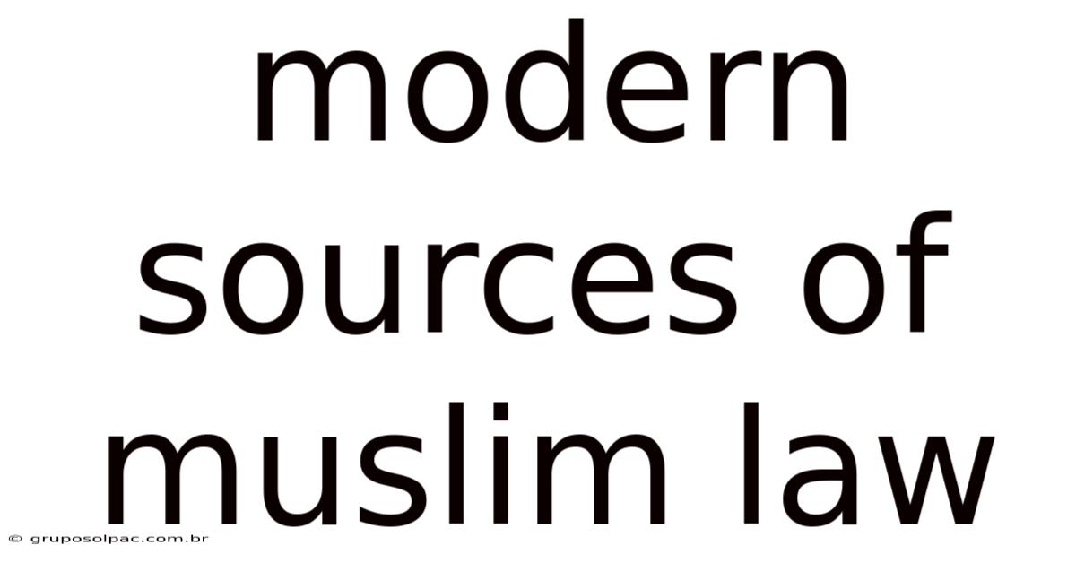 Modern Sources Of Muslim Law