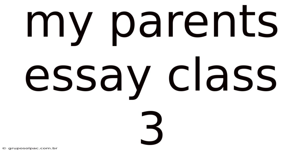 My Parents Essay Class 3